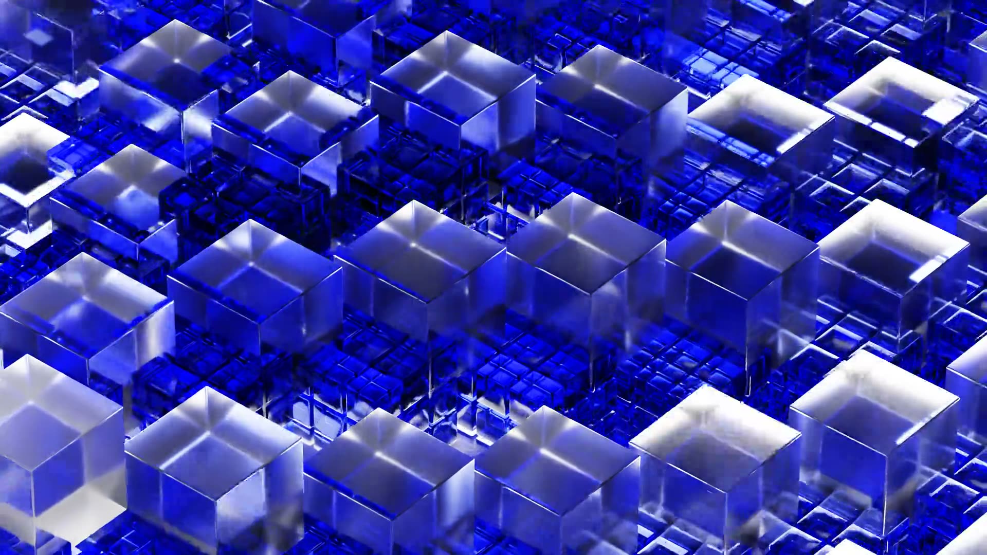 Network of glass cubes connected by data lines